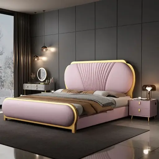 Pink Aesthetic Double Bed Frame King Size Bed