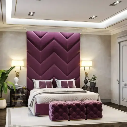 Queen Purple Top Wall royal Bed