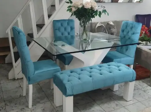 Comedor 5 Puestos estilo Tapizado Pintado