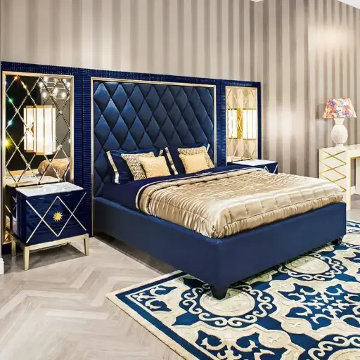 High End Modern Blue Velvet